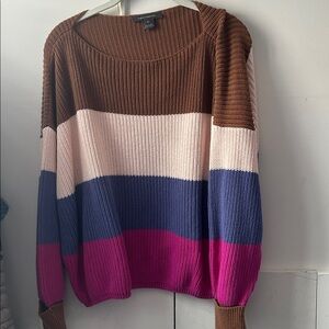 French Connection Millie Mozart Slash Stripe Pullover Oversized Sweater SZ Small